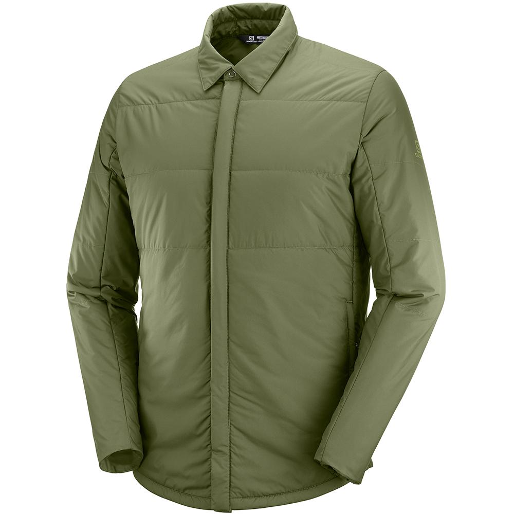 Salomon Singapore Mens Midlayers - SNOWSHELTER INSULATED SHIRT M Olive | 28504-PQFH